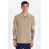 Tudors Erkek Slim Fit Dar Kesim Premium Seri %100 Pamuk Yumuşak Dokulu Merserize Bej Polo Yaka Tişört