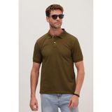 Tudors Erkek Slim Fit Dar Kesim Premium Seri %100 Pamuk Yumuşak Dokulu Merserize Haki Polo Yaka Tişört