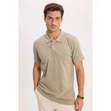 Tudors Erkek Slim Fit Dar Kesim Premium Seri %100 Pamuk Yumuşak Dokulu Merserize Kahve Polo Yaka Tişört - Haki - XL