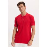 Tudors Erkek Slim Fit Dar Kesim Premium Seri %100 Pamuk Yumuşak Dokulu Merserize Kırmızı Polo Yaka Tişört - XL