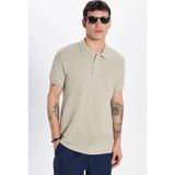 Tudors Erkek Slim Fit Dar Kesim Premium Seri %100 Pamuk Yumuşak Dokulu Merserize Krem Polo Yaka Tişört