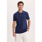 Tudors Erkek Slim Fit Dar Kesim Premium Seri %100 Pamuk Yumuşak Dokulu Merserize Lacivert Polo Yaka Tişört - XL