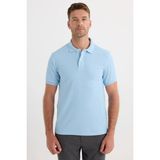 Tudors Erkek Slim Fit Dar Kesim Premium Seri %100 Pamuk Yumuşak Dokulu Merserize Mavi Polo Yaka Tişört - 2XL