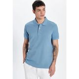 Tudors Erkek Slim Fit Dar Kesim Premium Seri %100 Pamuk Yumuşak Dokulu Merserize Mavi Polo Yaka Tişört