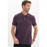 Tudors Erkek Slim Fit Dar Kesim Premium Seri %100 Pamuk Yumuşak Dokulu Merserize Mor Polo Yaka Tişört