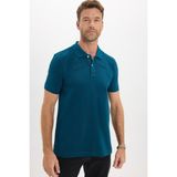 Tudors Erkek Slim Fit Dar Kesim Premium Seri %100 Pamuk Yumuşak Dokulu Merserize Petrol Polo Yaka Tişört - XL