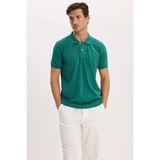 Tudors Erkek Slim Fit Dar Kesim Premium Seri %100 Pamuk Yumuşak Dokulu Merserize Yeşil Polo Yaka Tişört - XL
