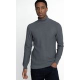 Tudors Erkek Slim Fit Dar Kesim Tam Balıkçı Yaka Desenli Triko Kazak - Antrasit