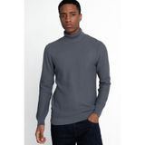 Tudors Erkek Slim Fit Dar Kesim Tam Balıkçı Yaka Desenli Triko Kazak,Antrasit 2Xl