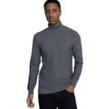 Tudors Erkek Slim Fit Dar Kesim Tam Balıkçı Yaka Desenli Triko Kazak,Antrasit S