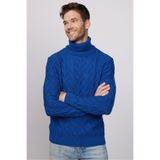 Tudors Erkek Slim Fit Dar Kesim Tam Balıkçı Yaka Desenli Triko Kazak,Lacivert M