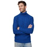 Tudors Erkek Slim Fit Dar Kesim Tam Balıkçı Yaka Desenli Triko Kazak,Lacivert S