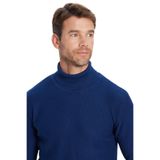 Tudors Erkek Slim Fit Dar Kesim Tam Balıkçı Yaka Desenli Triko Kazak,Sax Mavi M 2007004037375