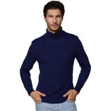 Tudors Erkek Slim Fit Dar Kesim Tam Balıkçı Yaka Desenli Triko Kazak,Sax Mavi M 2007004143496