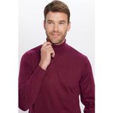 Tudors Erkek Slim Fit Dar Kesim Tam Balıkçı Yaka Düz Yün Bordo Triko Kazak