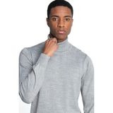 Tudors Erkek Slim Fit Dar Kesim Tam Balıkçı Yaka Düz Yün Gri Triko Kazak - XL