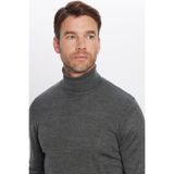Tudors Erkek Slim Fit Dar Kesim Tam Balıkçı Yaka Düz Yün Gri Triko Kazak,Gri1 M