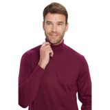 Tudors Erkek Slim Fit Dar Kesim Tam Balıkçı Yaka Düz Yün Triko Kazak,Bordo L