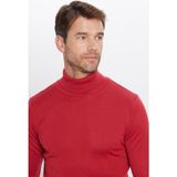Tudors Erkek Slim Fit Dar Kesim Tam Balıkçı Yaka Düz Yün Triko Kazak,Kırmızı 2Xl