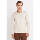 Tudors Erkek Slim Fit Dar Kesim Uzun Kol Polo Yaka Çizgili Taş Kazak