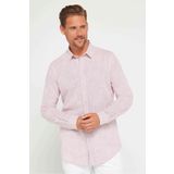 Tudors Erkek Slim Fit Dar Kesim Uzun Kollu %100 Pamuk Keten Doku Apoletli Bordo Gömlek