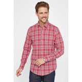 Tudors Erkek Slim Fit Dar Kesim Uzun Kollu %100 Pamuk Keten Doku Kareli Gömlek - Karışık - XL