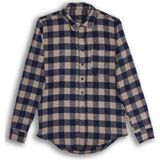 Tudors Erkek Slim Fit Dar Kesim Uzun Kollu Cepli Kareli Dama Desenli Kışlık Oduncu Gömlek - Lacivert - Vizon