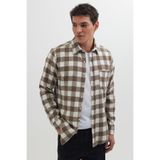 Tudors Erkek Slim Fit Dar Kesim Uzun Kollu Cepli Kareli Dama Desenli Kışlık Oduncu Gömlek