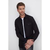 Tudors Erkek Slim Fit Dar Kesim Uzun Kollu Denim Kot Çift Cep Çıtçıtlı Siyah Gömlek - 2XL