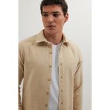 Tudors Erkek Slim Fit Dar Kesim Uzun Kollu Düz Kışlık Oduncu Açık Bej Gömlek