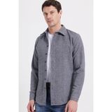 Tudors Erkek Slim Fit Dar Kesim Uzun Kollu Düz Kışlık Oduncu gri Gömlek - 2XL