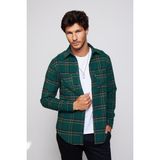 Tudors Erkek Slim Fit Dar Kesim Uzun Kollu Kareli Çift Cepli Kışlık Oduncu Gömlek - Desenli