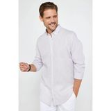Tudors Erkek Slim Fit Dar Kesim Uzun Kollu Keten Premium Seri Düğmeli Yaka Spor Kum Renk Gömlek - XL
