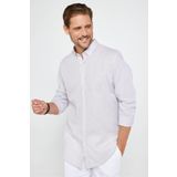 Tudors Erkek Slim Fit Dar Kesim Uzun Kollu Keten Premium Seri Düğmeli Yaka Spor Kum Renk Gömlek