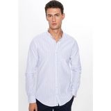 Tudors Erkek Slim Fit Dar Kesim Uzun Kollu Pamuklu Beyaz Hakim Yaka Gömlek - XL