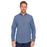 Tudors Erkek Slim Fit Dar Kesim Uzun Kollu Pamuklu Kolay Ütü Armürlü Lacivert Gömlek - 2XL