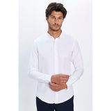 Tudors Erkek Slim Fit Dar Kesim Uzun Kollu Pamuklu Kolay Ütü Beyaz Düğmeli Yaka Gömlek