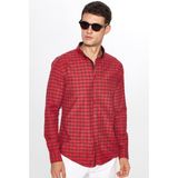 Tudors Erkek Slim Fit Dar Kesim Uzun Kollu Pamuklu Kolay Ütü Kareli Düğmeli Yaka Gömlek - Karışık - XL