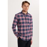 Tudors Erkek Slim Fit Dar Kesim Uzun Kollu Pamuklu Kolay Ütü Kareli Düğmeli Yaka Gömlek - XL - Multicolor