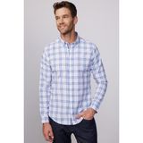 Tudors Erkek Slim Fit Dar Kesim Uzun Kollu Pamuklu Kolay Ütü Kareli Düğmeli Yaka Gömlek - XL