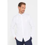 Tudors Erkek Slim Fit Dar Kesim Uzun Kollu Pamuklu Önden Kulplu Düz Beyaz Gömlek - 2XL