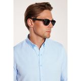 Tudors Erkek Slim Fit Dar Kesim Uzun Kollu Pamuklu Oxford Doku Kolay Ütü Mavi Düğmeli Yaka Gömlek - 2XL