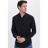 Tudors Erkek Slim Fit Dar Kesim Uzun Kollu Pamuklu Oxford Doku Kolay Ütü Siyah Düğmeli Yaka Gömlek - 2XL