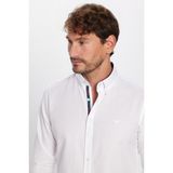 Tudors Erkek Slim Fit Dar Kesim Uzun Kollu Pamuklu Oxford Doku Kolay Ütülenebilir Beyaz Düğmeli Yaka Gömlek - XL