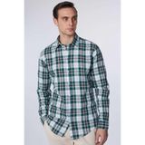 Tudors Erkek Slim Fit Dar Kesim Uzun Kollu%100 Pamuk Keten Doku Kareli Gömlek, Multi, M Beden