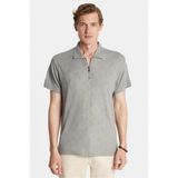 Tudors Erkek Slim Fit Dar Kesim Viskon Fermuarlı Polo Yaka Gri Tişört - XL