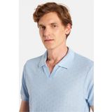 Tudors Erkek Slim Fit Dar Kesim Viskon Kumaş Desenli Düz Pike Düğmesiz Açık Mavi Polo Yaka Tişört