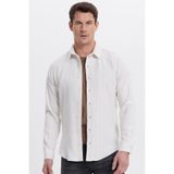 Tudors Erkek Slim Fit Dar Kesim Yaka Düğmeli Çizgili Oduncu Gömlek