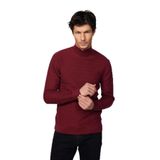 Tudors Erkek Slim Fit Dar Kesim Yarım Balıkçı Yaka Desenli Tüylenmeyen Triko Kazak,Bordo S