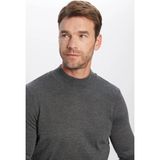 Tudors Erkek Slim Fit Dar Kesim Yarım Balıkçı Yaka Düz Gri Triko Kazak - 2XL